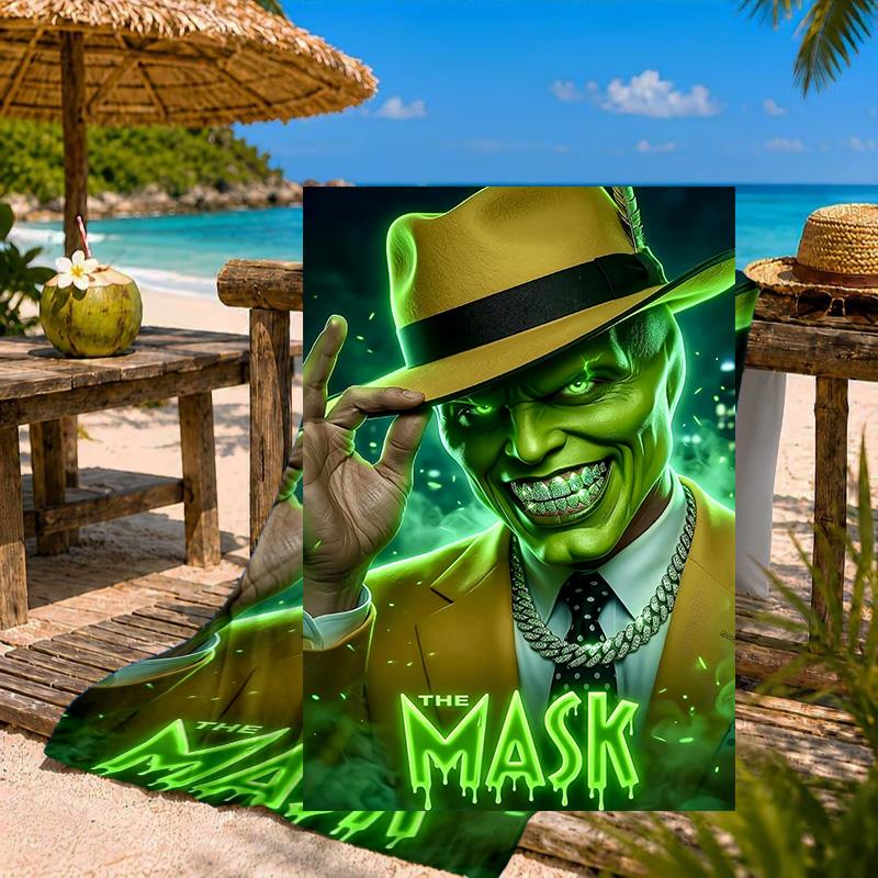 The Masked Green Man Beach Towel Microfiber Beach Towel, Lightweight and Quick-Dry, for Summer Travel, Swimming Pool Fan Birthday Gift