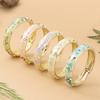 Bracelet Manchette Large Vintage Floral Feuille Incrustation Diamant Creux Cloisonné Bijoux Émail Luxe Léger