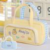 Kawaii Large Capacity Pencil Case Ins Cute Pen Pouch Checkered Tote Bag For Students School Supplies Stationery Organizer
