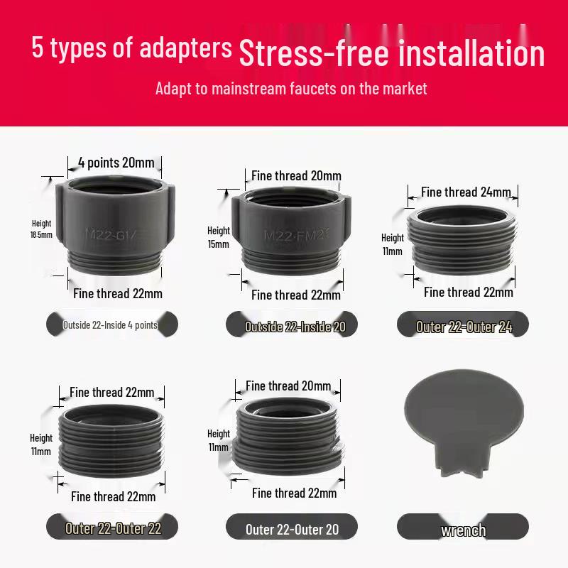 Faucet Adapter & Water Purifier Connector: M22 To 4-Point Coarse Thread Aerator