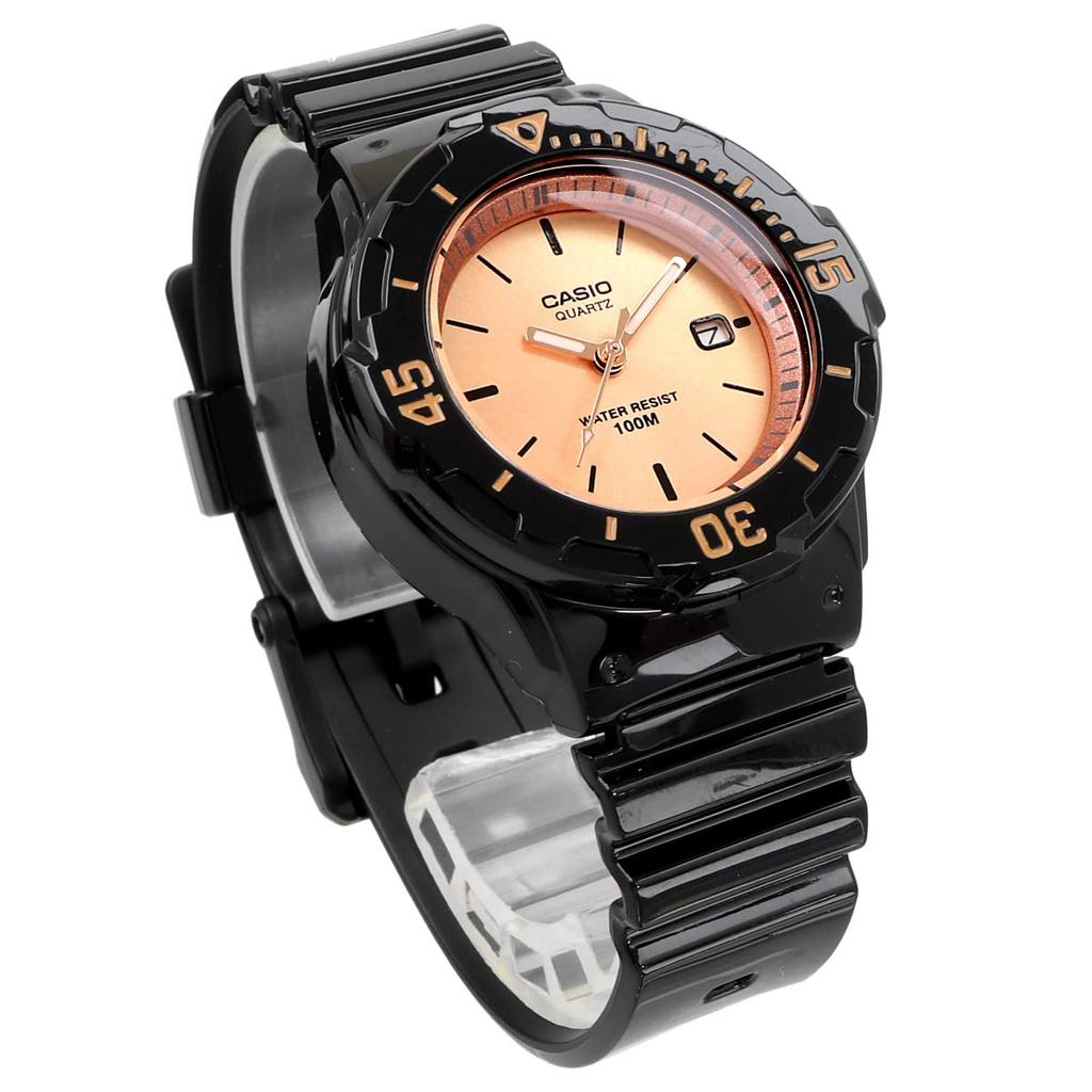 Casio Relógio Analógico LRW -200H-9E2V / -200H-9EV Feminino/Infantil Barato Casio Preto Brilhante/Dourado / Preto Brilhante/Ouro Rosa Modelo Estrangeiro [Importação Paralela]