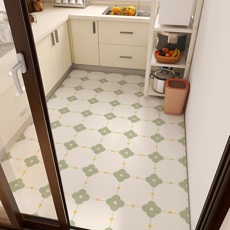 Home Kitchen Anti-oil Anti-slip Carpet PVC Leather Entrance Rugs Large Area Balcony Carpets Modern Living Room Decoration Rug