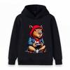 Kids Boys Girls Hoodie, Cute Gamer Capybara Print Casual Pullover Hooded Sweatshirt for Game Lovers Children Tops
