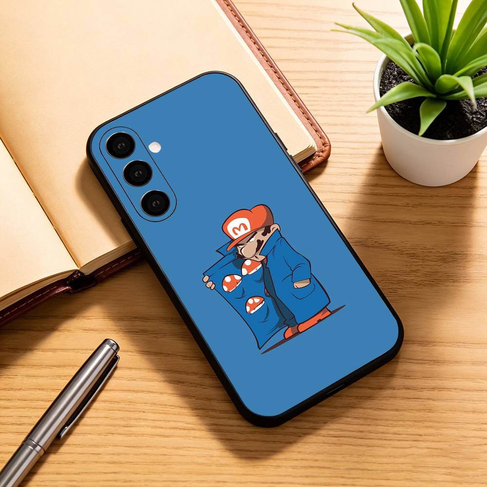 

Funny Super Z-MarioS Bros Phone Case Black Silicone Soft For Samsung Galaxy A73,A72,A71,A70,A53,A52,A51 Samsung a40