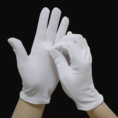 1 Pairs  Full Finger Men Women Etiquette White Cotton Gloves Waiters/Drivers/Jewelry/Workers Mittens Sweat Absorption Gloves