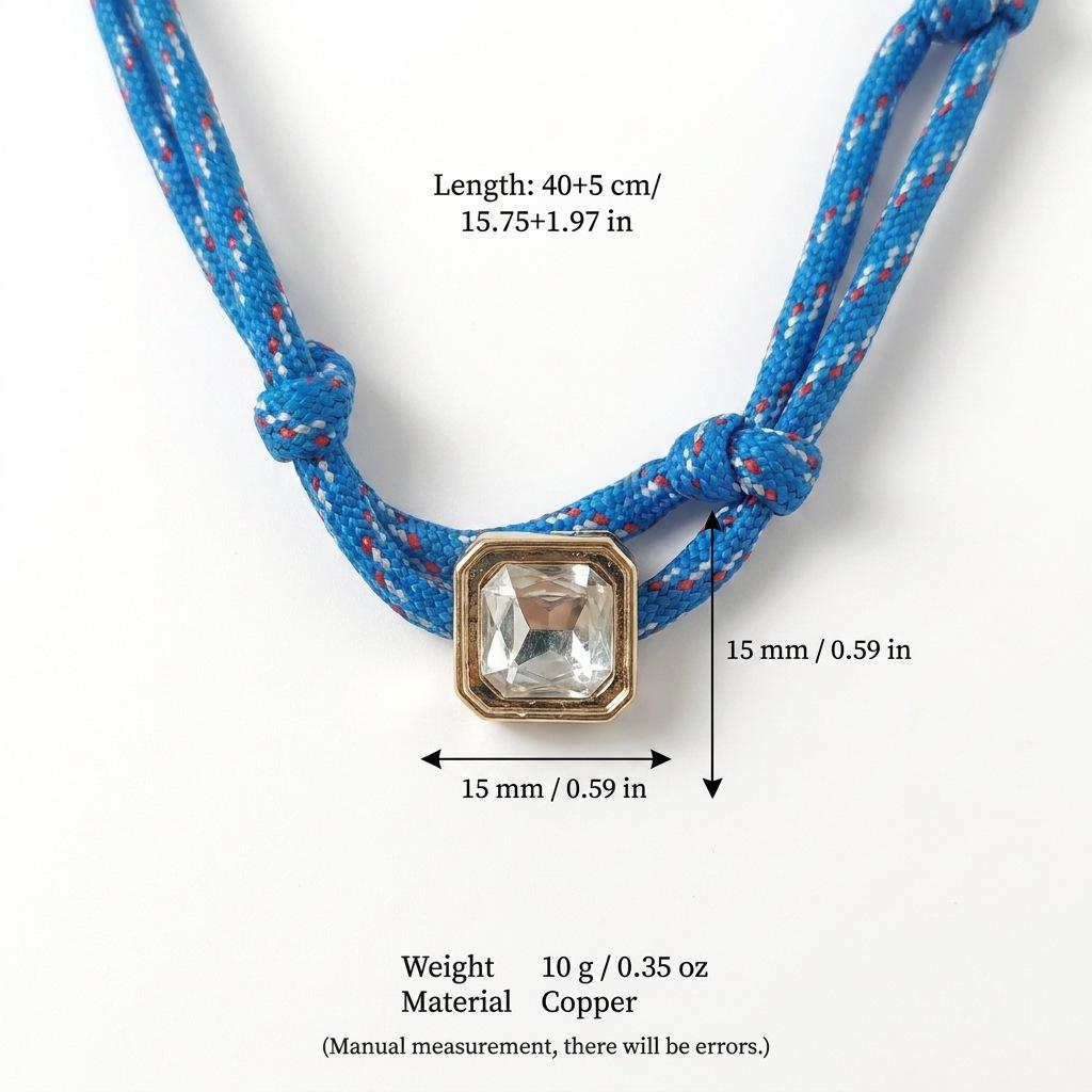 Simple Double-Rope Knotted Petite Zircon Pendant Necklace