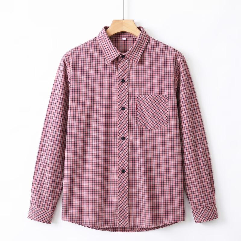 Langsaha Women's Loose-Fit Plaid Long-Sleeve Casual Shirt