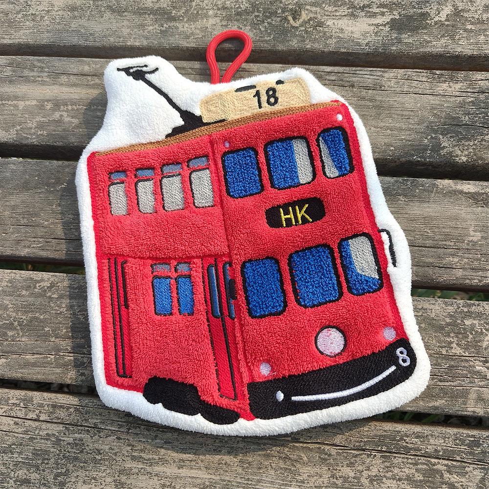 Hong Kong Style Quick-Dry Cartoon Bus Taxi Coral Fleece Hand Towel