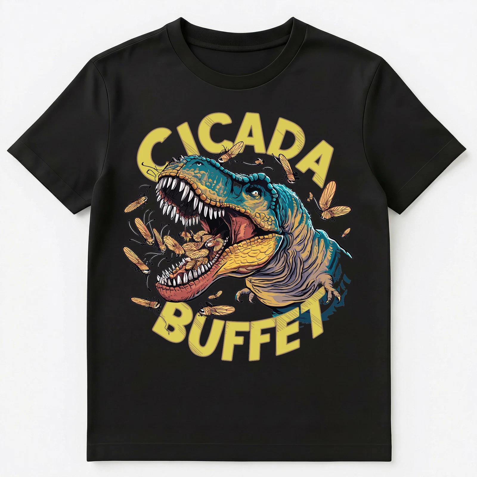 T Rex Eating Cicadas Funny Cicada Buffet Unisex T-Shirt M
