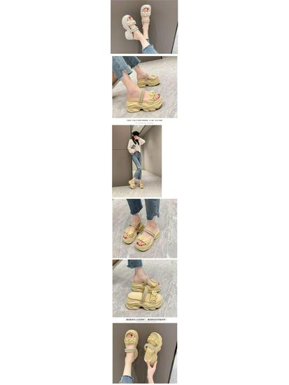 Fairy Summer Wedge Heel Slippers: Thick Sole, Height-Boosting, Petite Women's Cool Outdoor Two-Wear Beach Slippers.