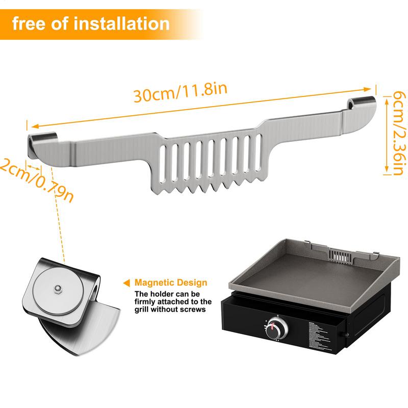 Griddle Pan Spatula Holder Non-slip Griddle Spatula Holder Multifunctional BBQ Tool Rack Stainless Steel Barbecue Accessories
