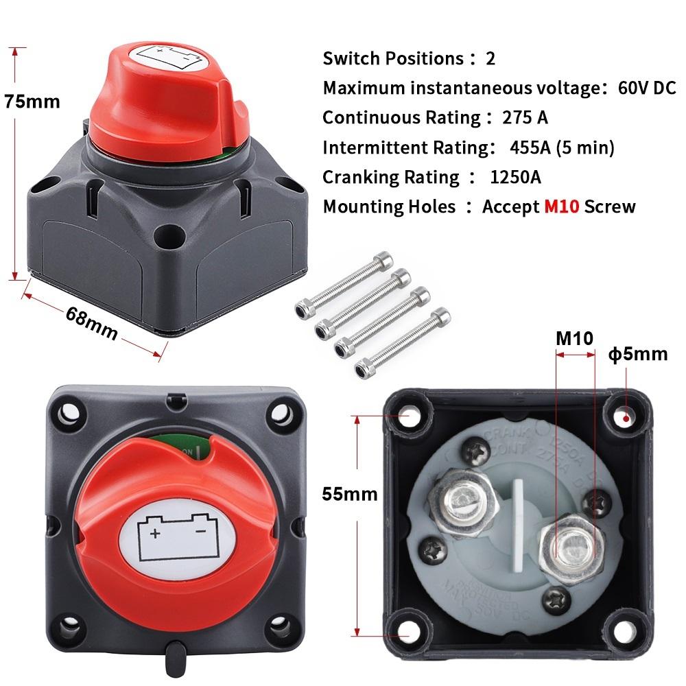 Battery Disconnect 12V Switch  24V 300A Car Isolator Disconnect Rotary Switch 2 and 3 Position Cut Off Switch for VR Camper Boat