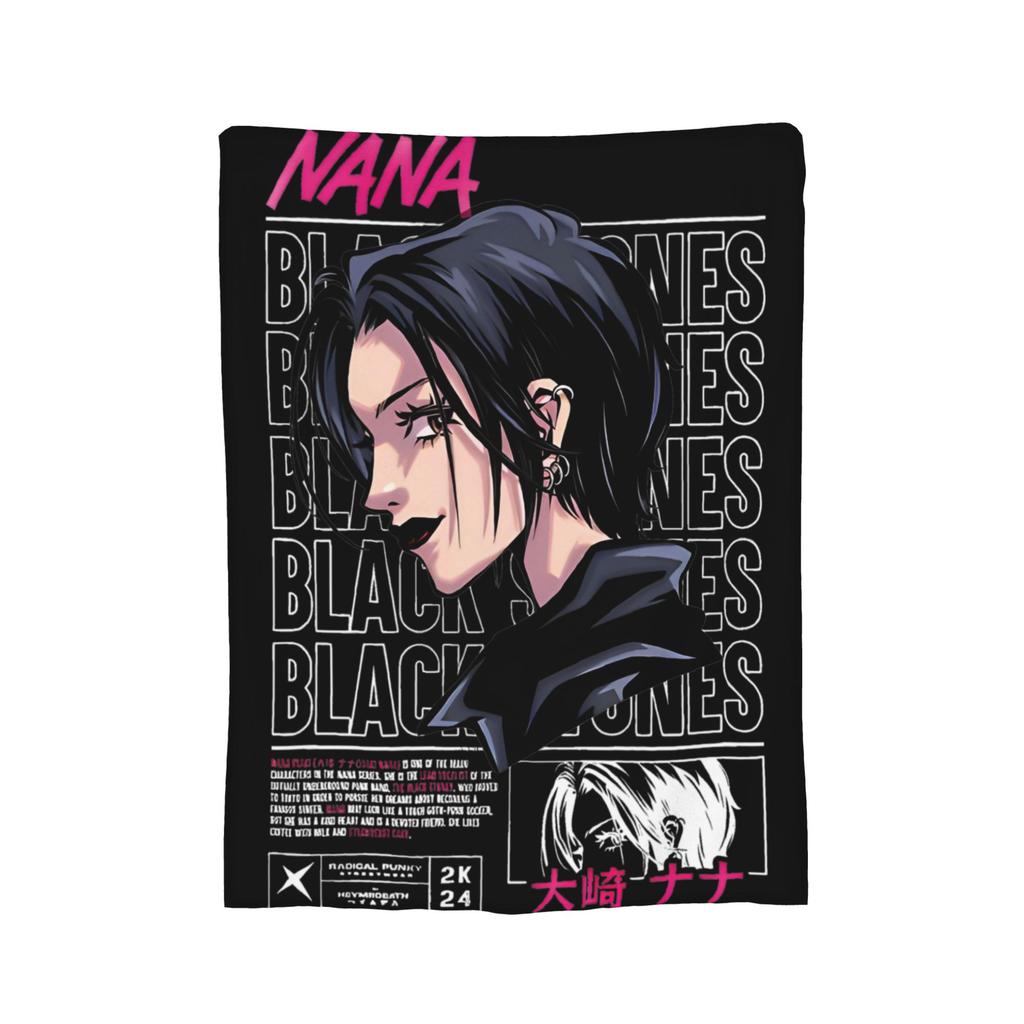 Nana Osaki Anime Blanket Cover Flannel Black Stones Punk Manga Warm Throw Blankets for Bedroom Sofa Bed Rug
