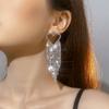 Europe And The United States Temperament Hollow Rhinestone Long Paragraph Tassel Love Earrings Senior Sense Earrings Female Earrings Jewelry