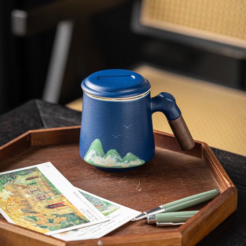 Hongyu Hand-Painted Landscape Ceramic Office Tea Set