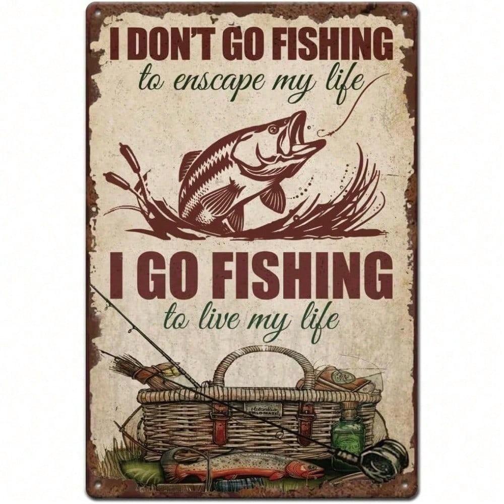 Tin Sign Fishing Retro 8x12 Inch Rustic Metal Wall Decor Vintage Funny Man Cave Garage Pub Bar Art Novelty Outdoor Sign