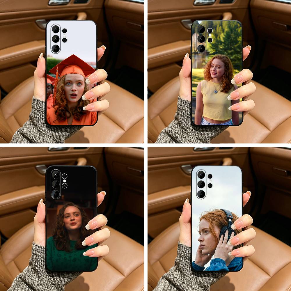 Hit Drama Actress -S-Sadie Sink Black Soft Silicone Phone Case for Samsung Ultra S25, S24, S21, S22, S23, S30, Plus, FE, Lite