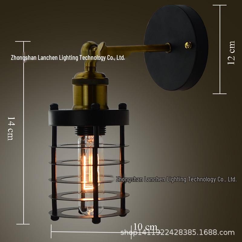 European Retro Decorative Wall Lamp for Hallways and Corridors - Iron Art Industrial Style Mirror Front Cafe Lighting