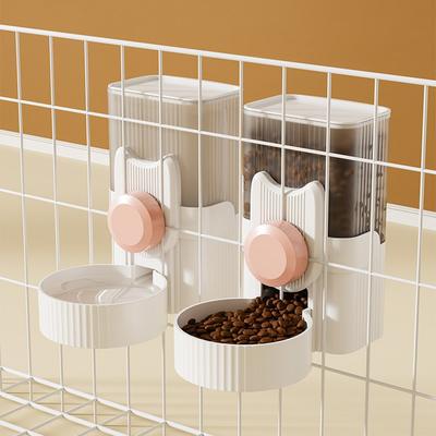 Ciotola per Cibo e Acqua per Gatti 2 in 1 Alimentatore Appeso per Gabbia per Animali Domestici Regolabile per Gattini Cuccioli Supporto Rialzato Ciotola per Gatti Cani Accessori