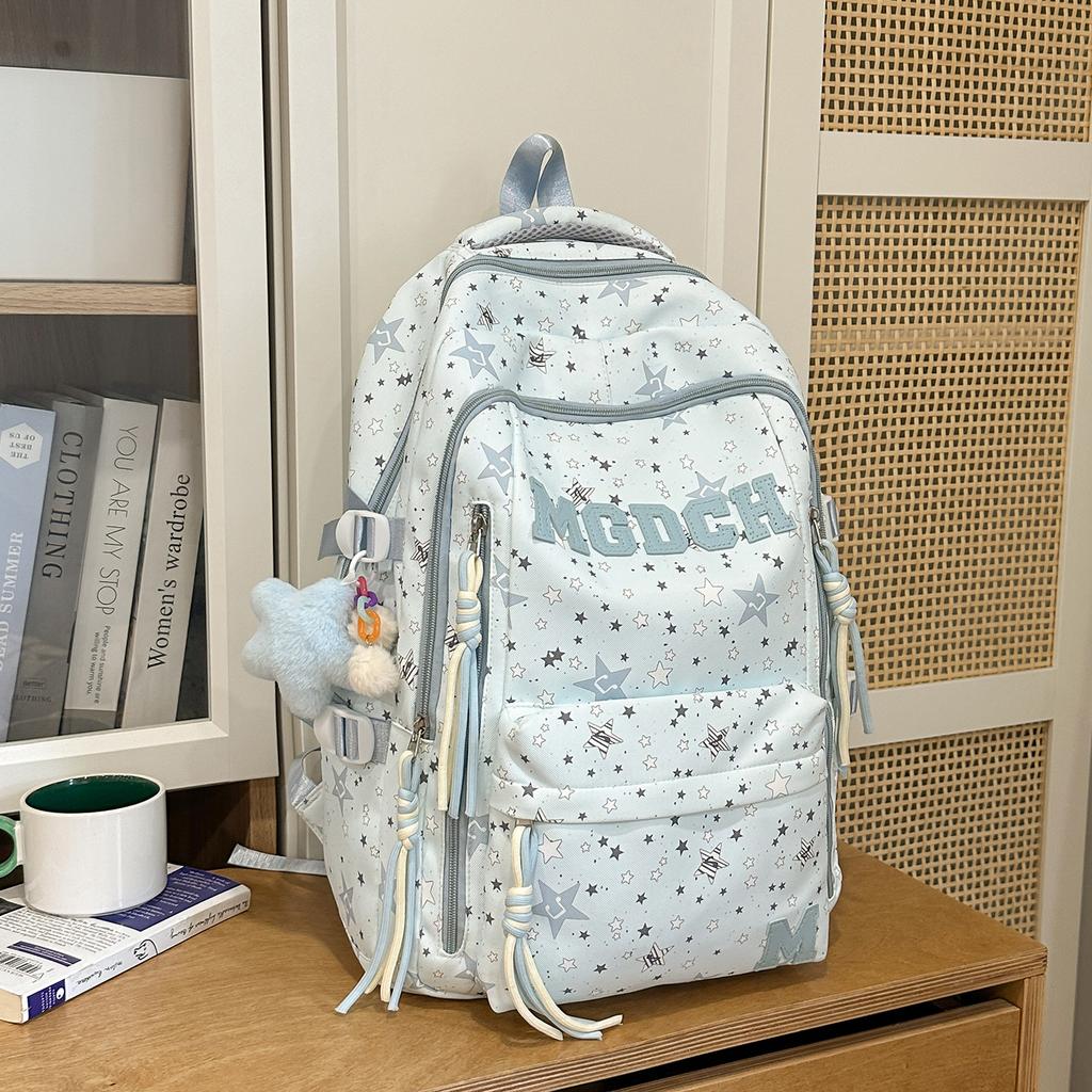 Schoolbag Korean version ins simple casual girl cute star high value printed schoolbag women's campus versatile backpack
