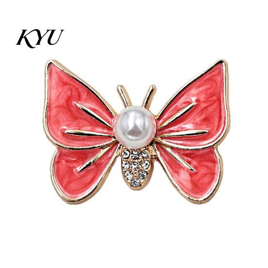 Metal Butterfly Brooch Faux Pearl Rhinestone Brooch, Dainty Decorative Badge Fashion Accessories Pin, Sweater Cardigan Coat Dress Jewelry Anti-rust