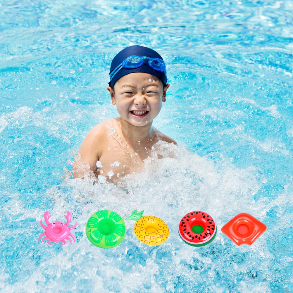 5 Pack Inflatable Drink Holders Drink Floaties for Pool Parties Floating Cup Holder Fashionable