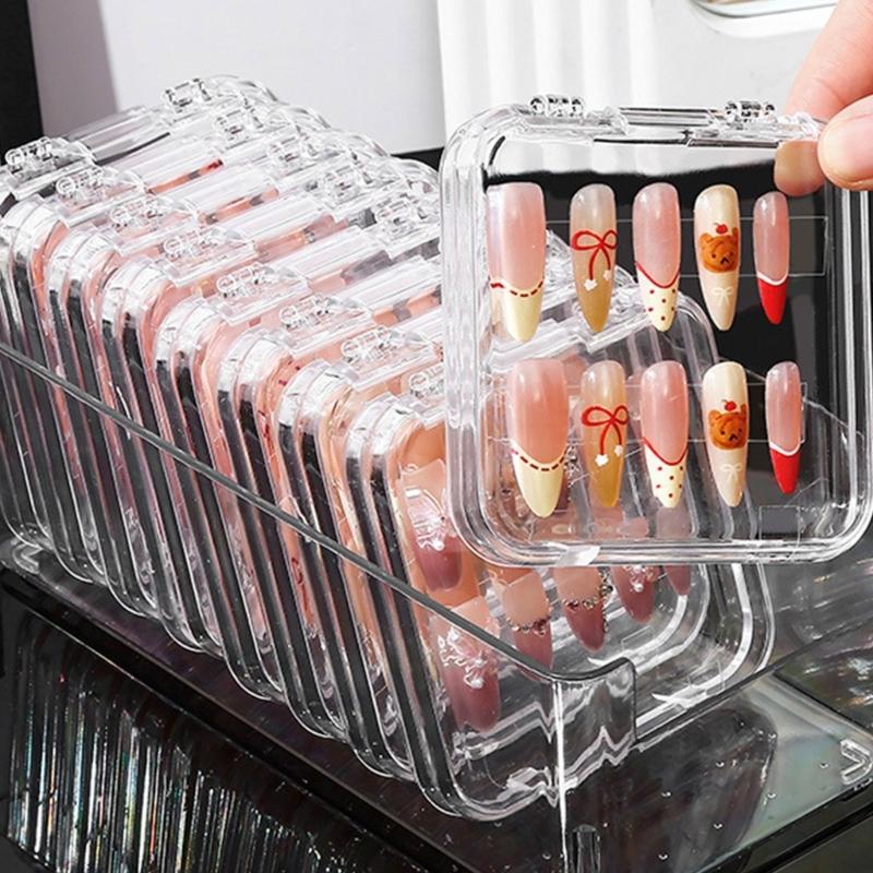 10 Stück Transparente Aufdrücknägel Organizer-Box für Nagelkunst-Business und Salon-Aufbewahrung Falsche Nägel Display Acrylbox