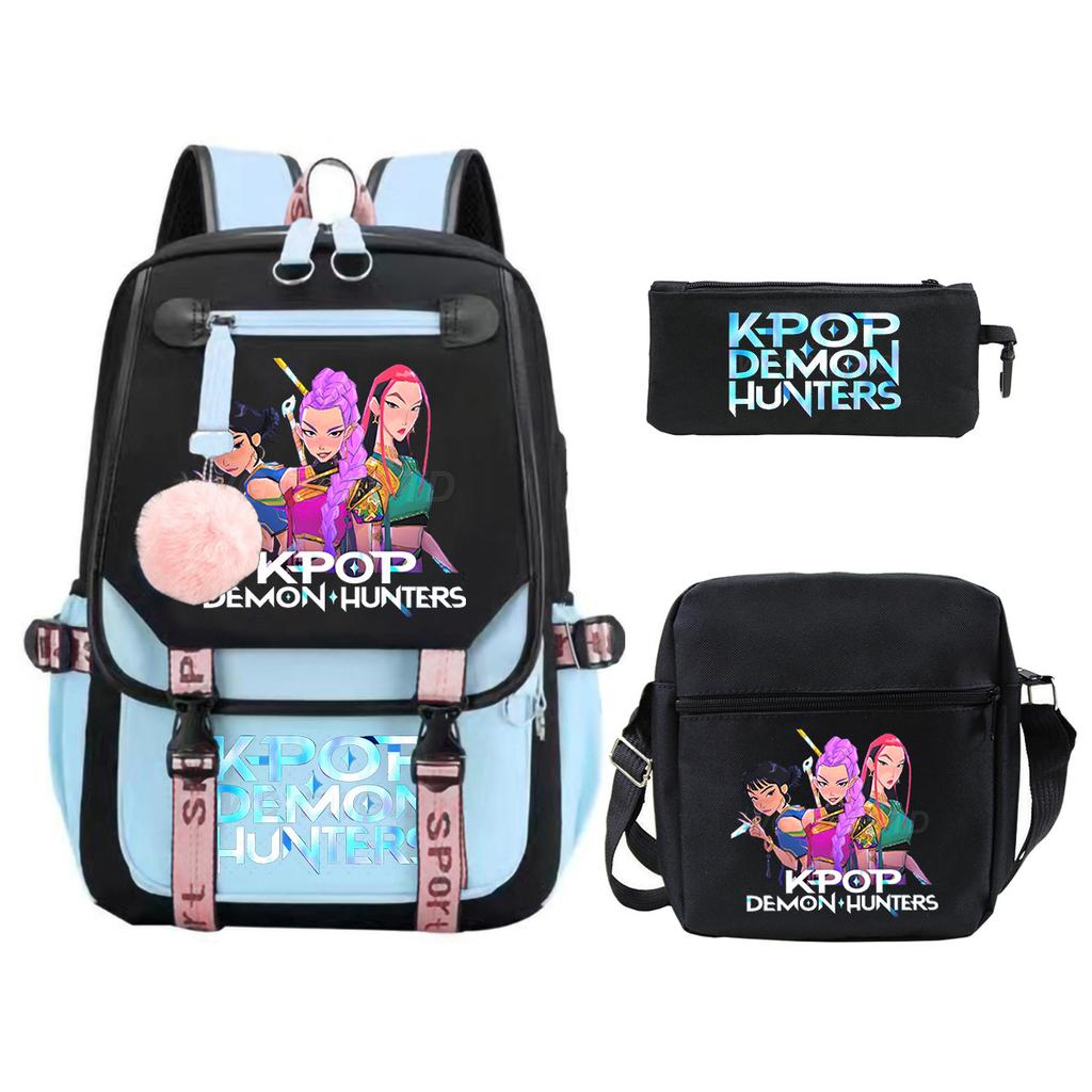 Hot Sale Witch Hunter KPop Peripheral Printing Student School Bag Shoulder Bag Casual Pencil Bag Three-piece Set