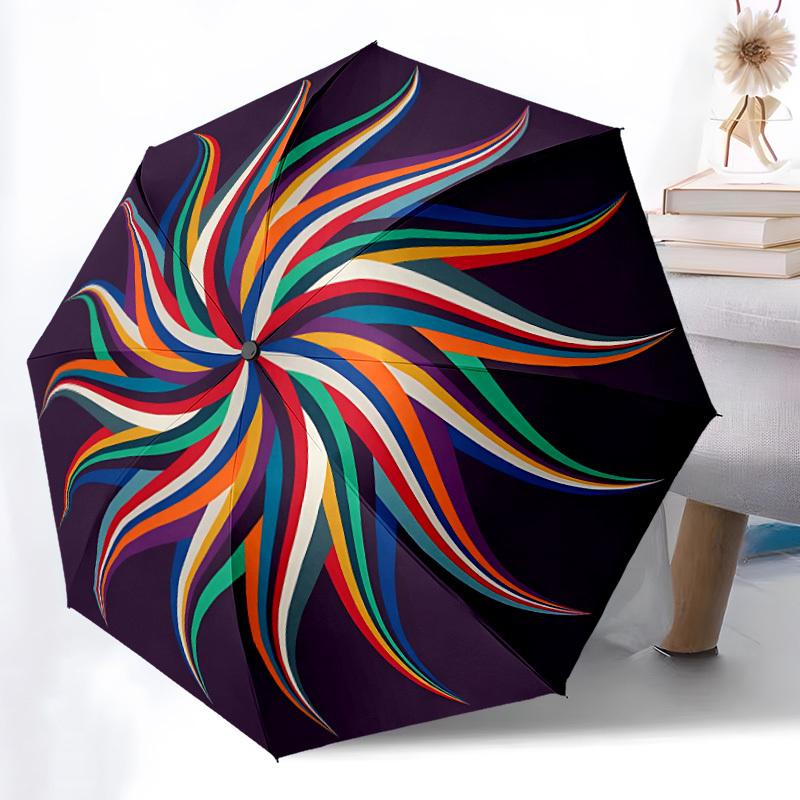 1pc Colorful Spiral Automatic Opening/Closing Folding Umbrella with 8 Ribs, Portable Sunshade Umbrella Birthday and Holidays gifts yy250105108