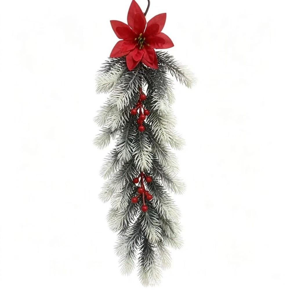 1 pc Plastic Artificial Pine Hanging Spray Realistic Red Berries Teardrop Swag  Front Door