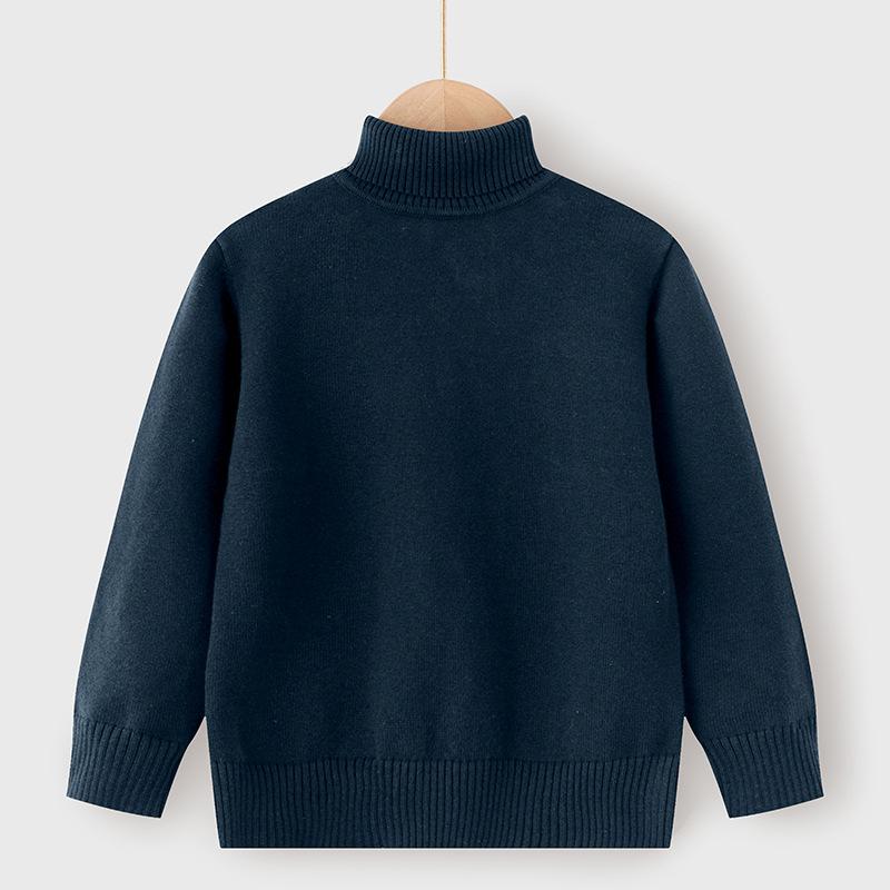 Children's Sweaters Autumn and Winter Pure Cotton Line Boys and Girls Baby Pullover Turtleneck Bottoming Sweater