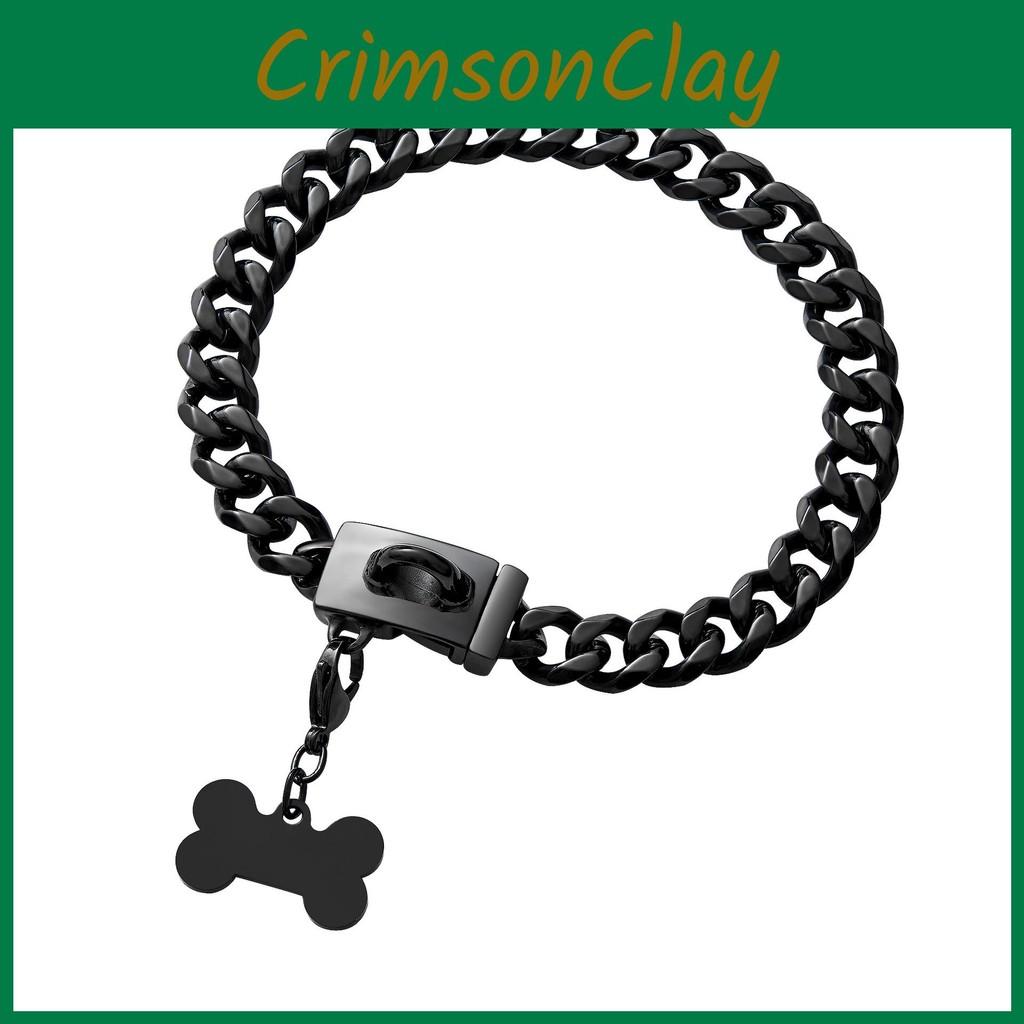 Fashion Chain Dog Collar With Bone Tag Design Suitable For Pet Decoration Daily