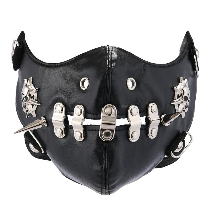 

New halloween masks: unique leather masks with rivet accents for performances One size fits all чорний