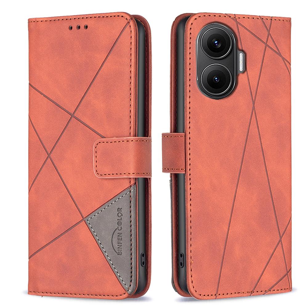 BINFEN COLOR Pro Xiaomi Poco F7 5G/Redmi Turbo 4 Pro 5G Pouzdro na telefon Peněženka Stojánek Geometricky potištěný Kožený kryt