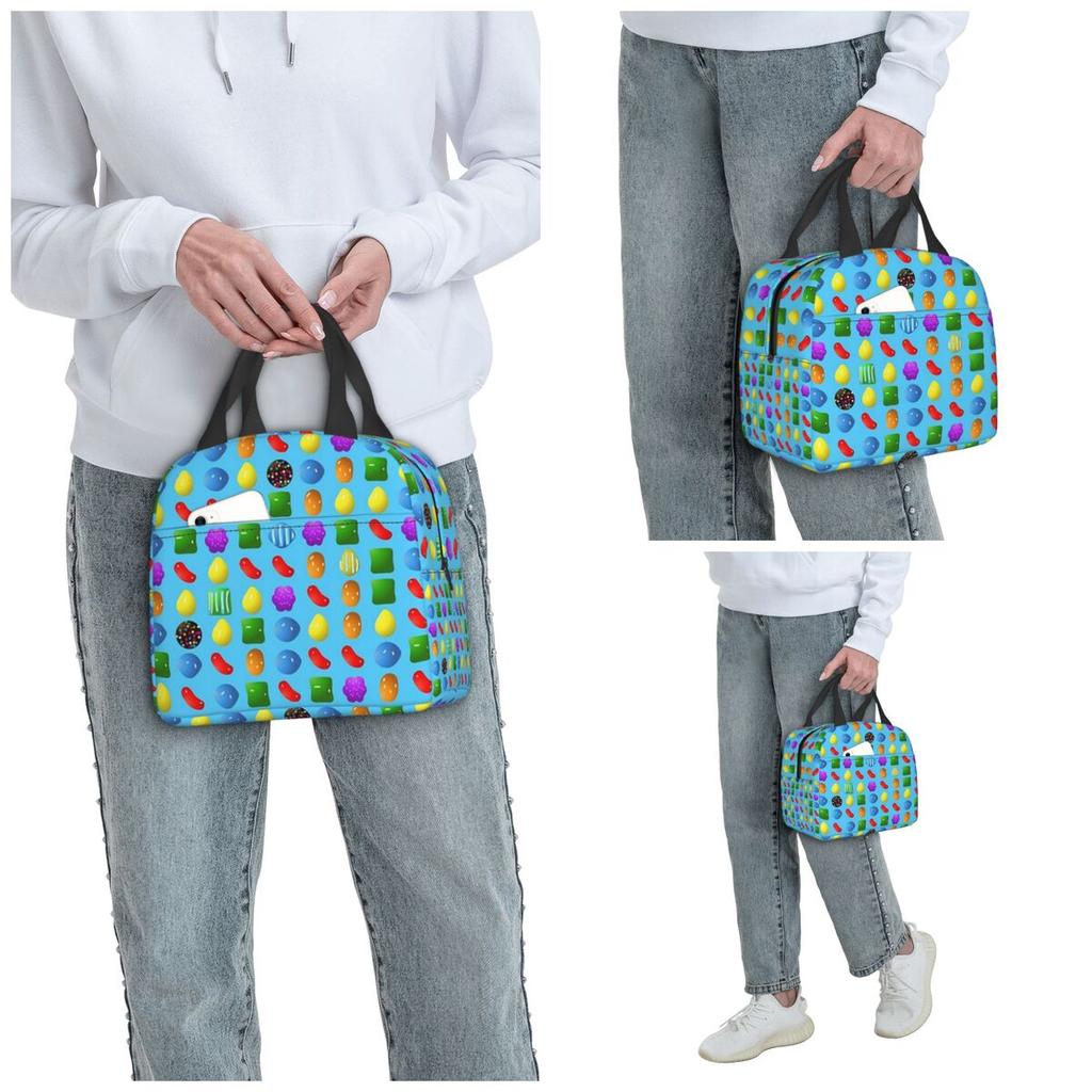 All New Candy Crush Saga Insulated Lunch Bag for Kids School Cooler Thermal Food Box Tote Leakproof Lunch Boxes Container