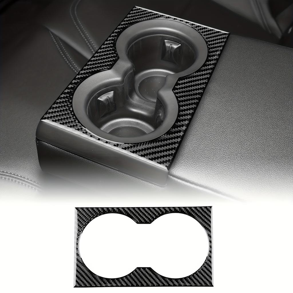 For Alfa Romeo Giulia 2015-2025 Rear Center Console Water Cup Holder Frame Cover Carbon Fiber Sticker Car Interior Accessories