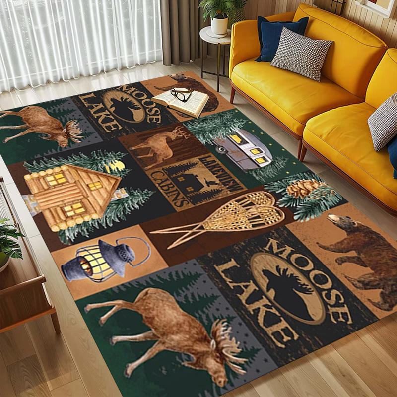Moose Lake Living Room Nonslip Area Rug Soft Carpet For Bedroom Game Playroom Sofa Office Home Decor Doormat Christmas Gift C9302497
