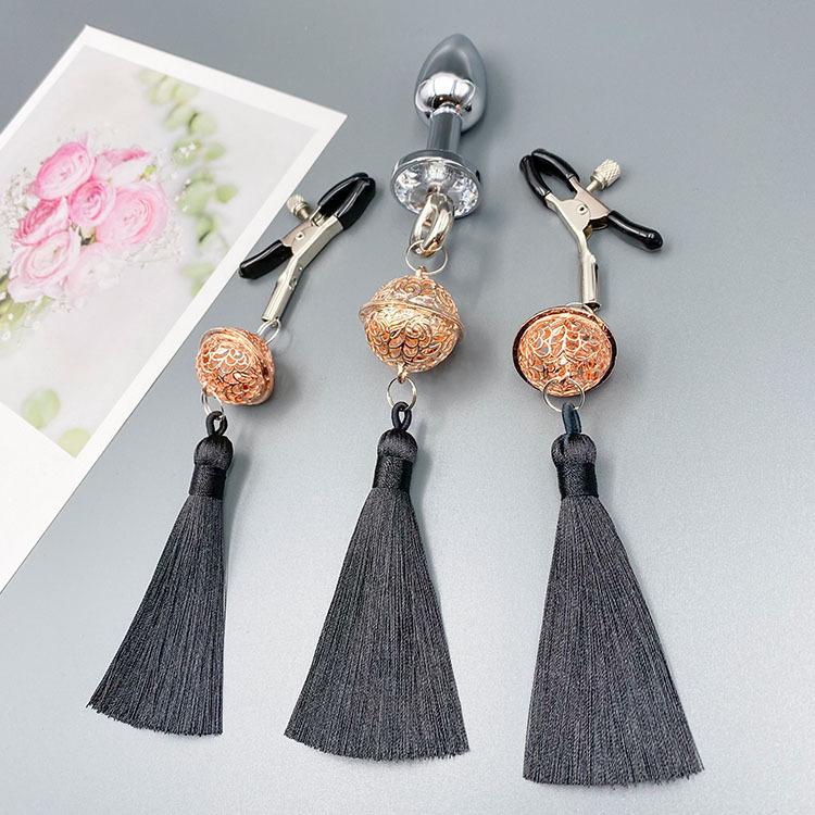 Tassel Palace: Wearable Nipple Clamps with Charms - Erotic SM Accessories for Women