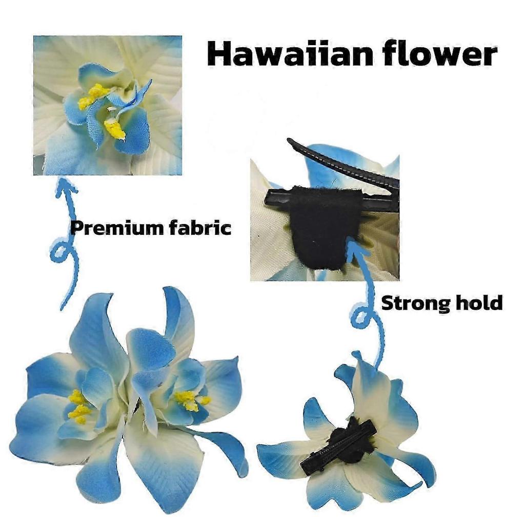 6 Colors Artificial Flower Hair Clips, Bohemian Flower Hairpin Hawaiian Hairpin for Seaside Holiday, 3.5 Inch Bridal Hair Bobby Pins Headwear for Wome