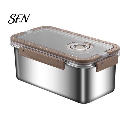 Sealing Lid Food Container Stainless Steel Crisper Box with And Handle, Large Capacity Stackable Dry Organizer Bread Storage Box, Portable for Home or