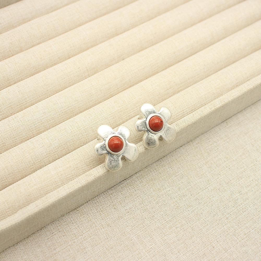 

Дизайн Садовий Фруктовий Набір Намисто та Сережки-Пусети Карибська Квітка Кераміка Червоний Камінь Намисто Сережки-Пусети Набір