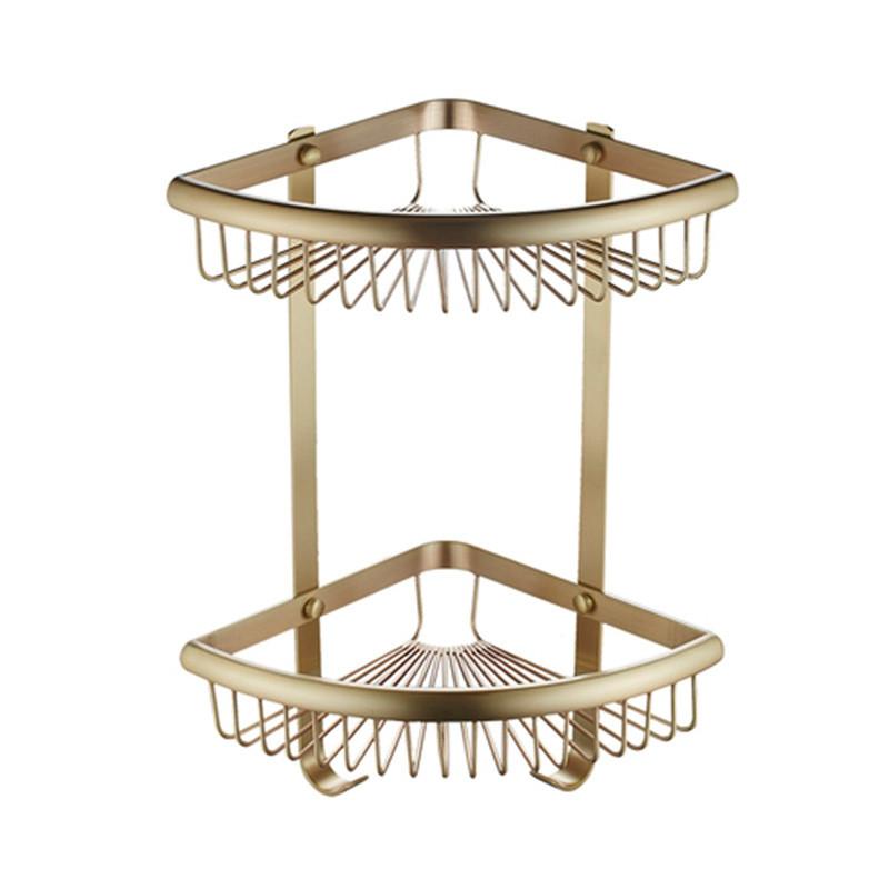 Tuqiu Bathroom Shelf  Wall Mounted Brass Corner Shelf Square Bath Shower Shelf Brushed Gold Bath Shampoo Holder Corner shelf