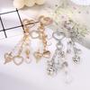 Cute Imitation Pearl Keychain Metal Love Heart Bow Pendant Keyrings For Women Car Key Holder Handbag Key Chains Diy Gifts