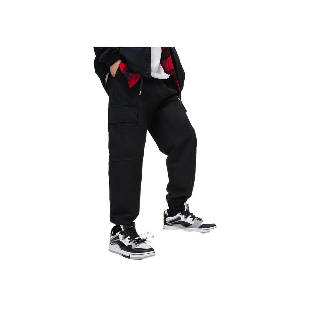 Li-Ning SS23 Embroidered Letter Sports Casual Pants Men Bottoms Black AKXT021-1