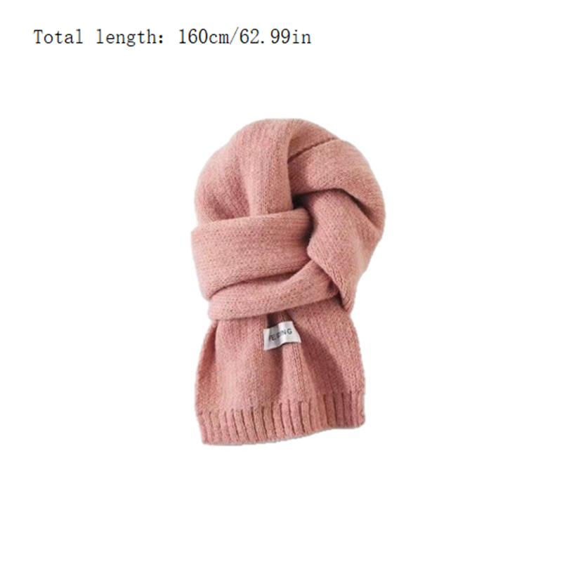 Cute Solid Color Plush Knitted Scarf Winter Warm Cold-proof Neck Guard Scarf Student Neckband Girly Fashion Mountaineering Glove