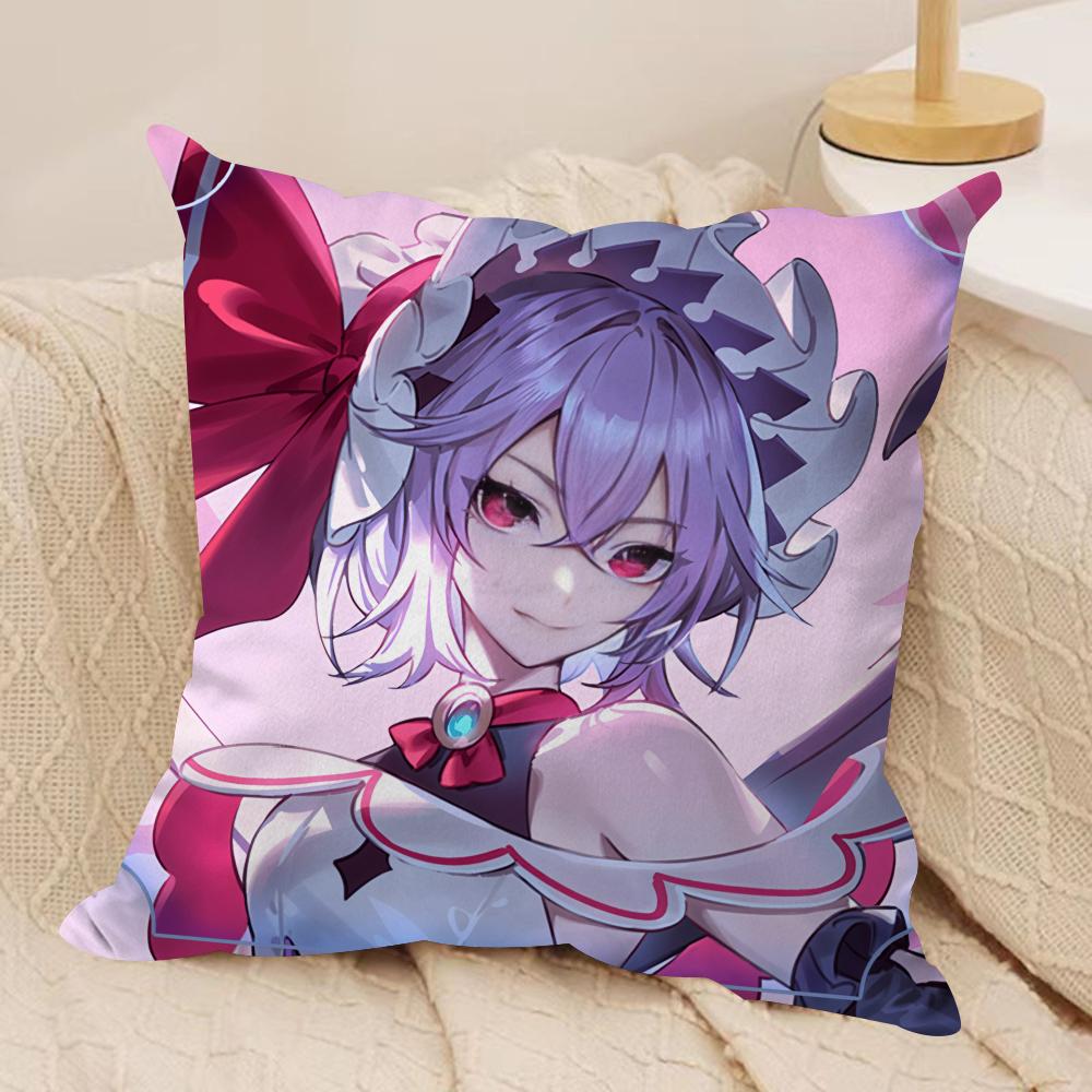 TTouhou Project Role Game Cushion Cover Silky Short Plush Invisible Zipper Dustproof Sofa Pillow Case for Home Decor