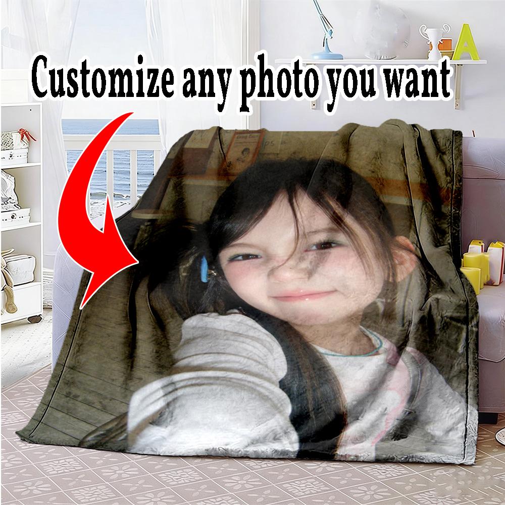 Customize Photos Personalized photos Blanket Multi-purpose Customizable Blanket Soft Warm Cozy Suitable for Nap Sofa Office Chair Picnics