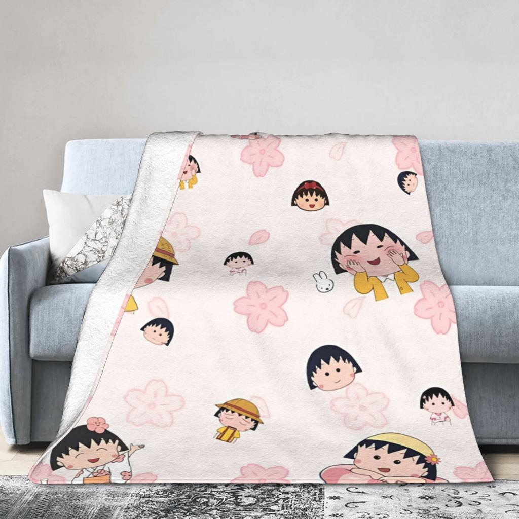 Comfortable chibi maruko chan Japan Anime Blanket Accessories Bedding Decorative Throw Blanket Warm Velvet for Travel