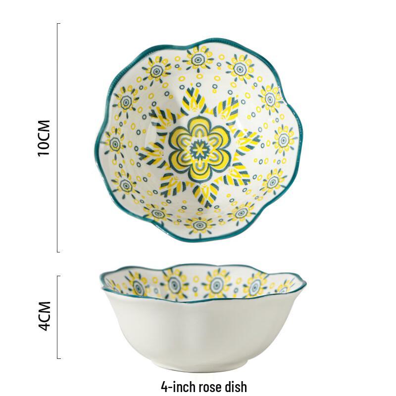 Yangge Moroccan Rose Ceramic Condiment & Snack Dish Set