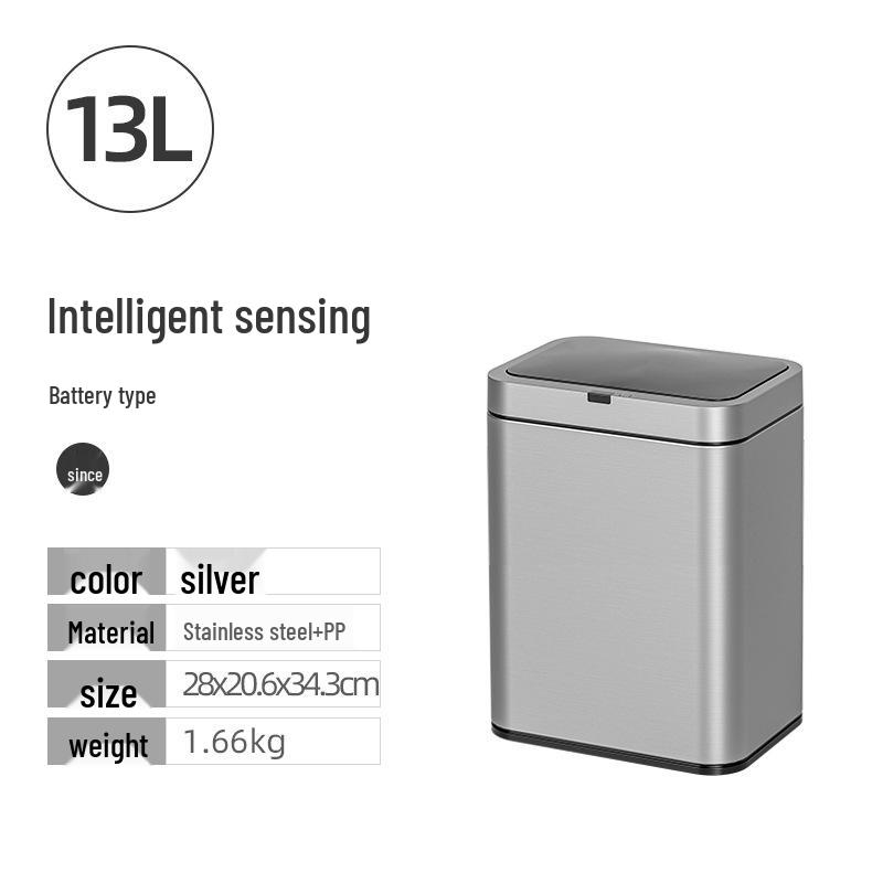 Large Capacity High-Legged Smart Sensor Trash Can with Lid for Kitchen, Bathroom, and Office